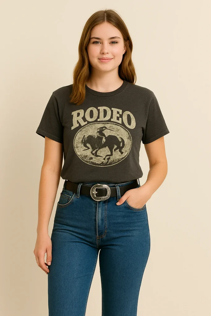 women outfits for the rodeo 1 1. Classic Bootcut Jeans + Graphic Tee
