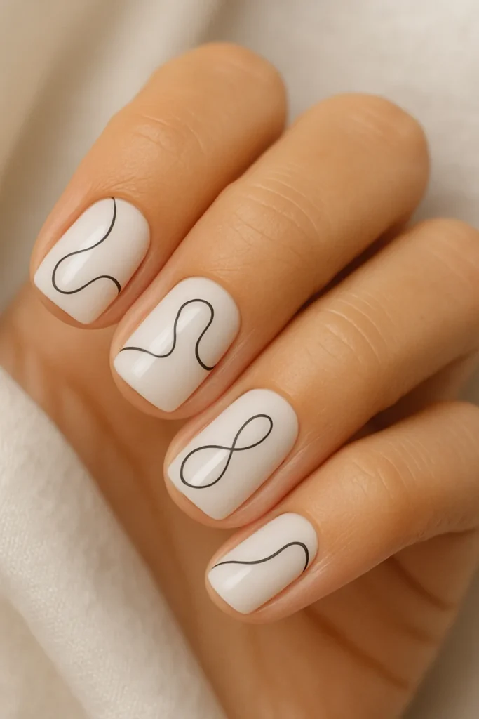 Summer Short Nails 11 11. Minimalist Line Art