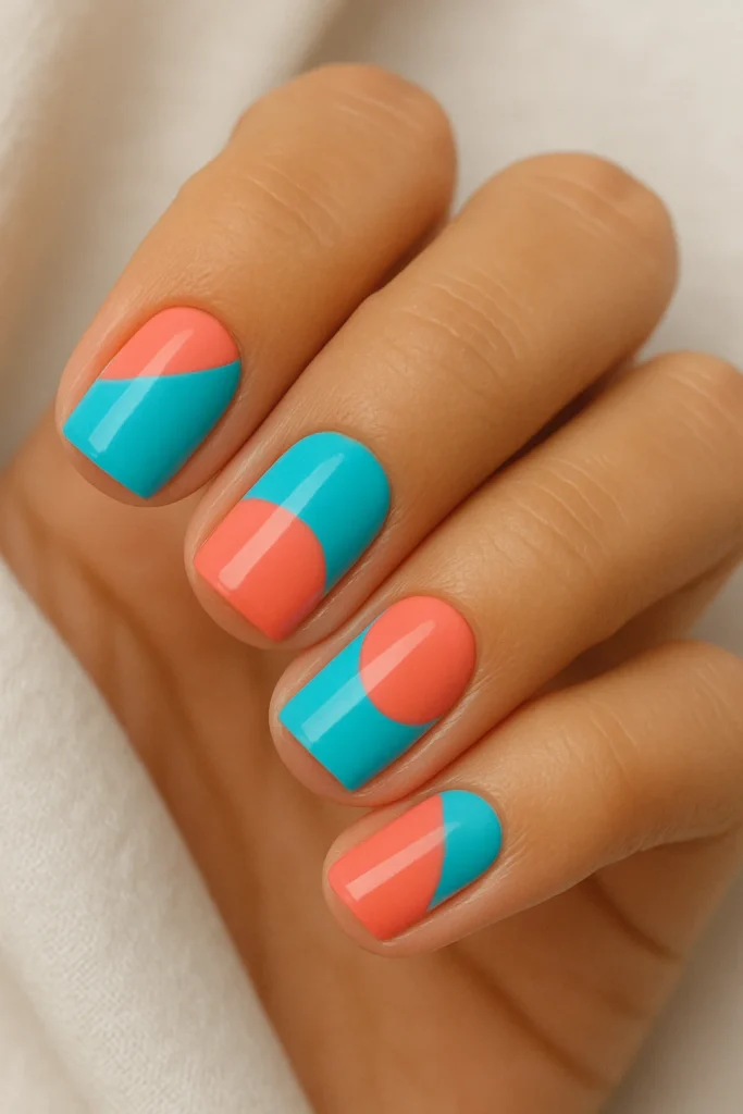 Summer Short Nails 12 12. Bright Color Blocking