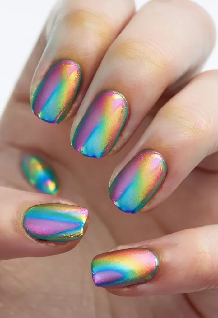 Summer Short Nails 6 6. Rainbow Tips