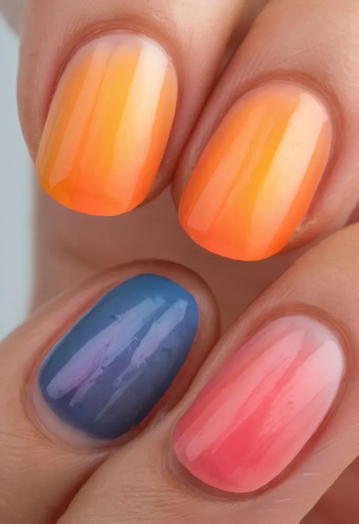 Summer Short Nails 7 7. Sunset Ombre