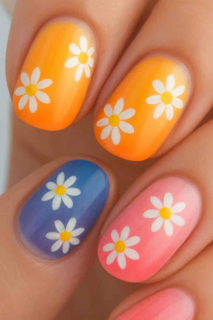 Summer Short Nails 8 8. Floral Accents
